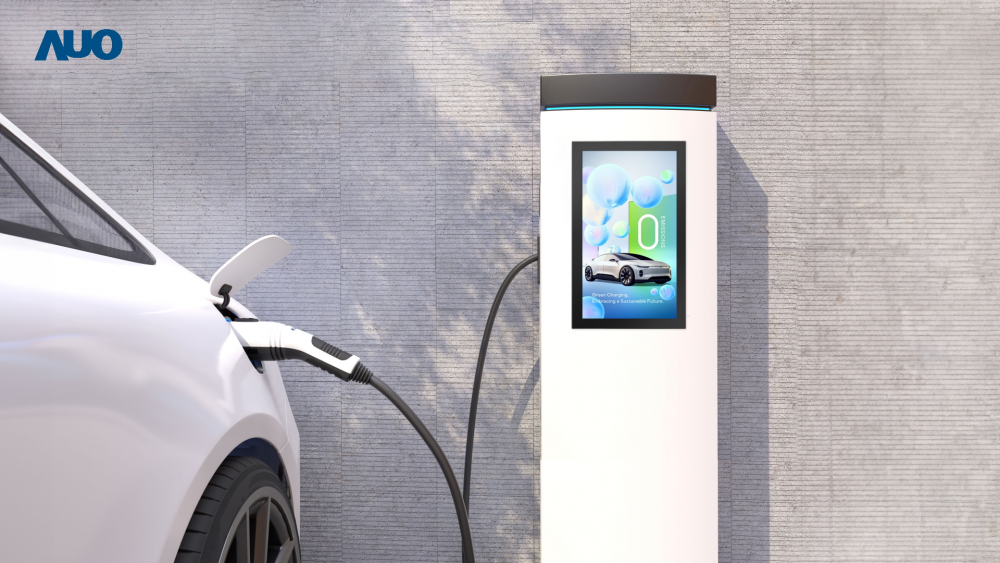 友達〝EVSE車用充電樁解決方案〞專為電動汽車充電樁設計，具有高亮度、克服戶外艱難環境的耐溫、耐紫外線等特性，並搭載散熱性及擴充性強的高效能工業電腦，可實現人機互動訴求，如資訊顯示、支付等應用